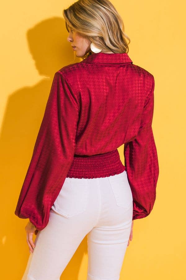 KADOU BOUTIQUE Jacquard Satin Top — back view