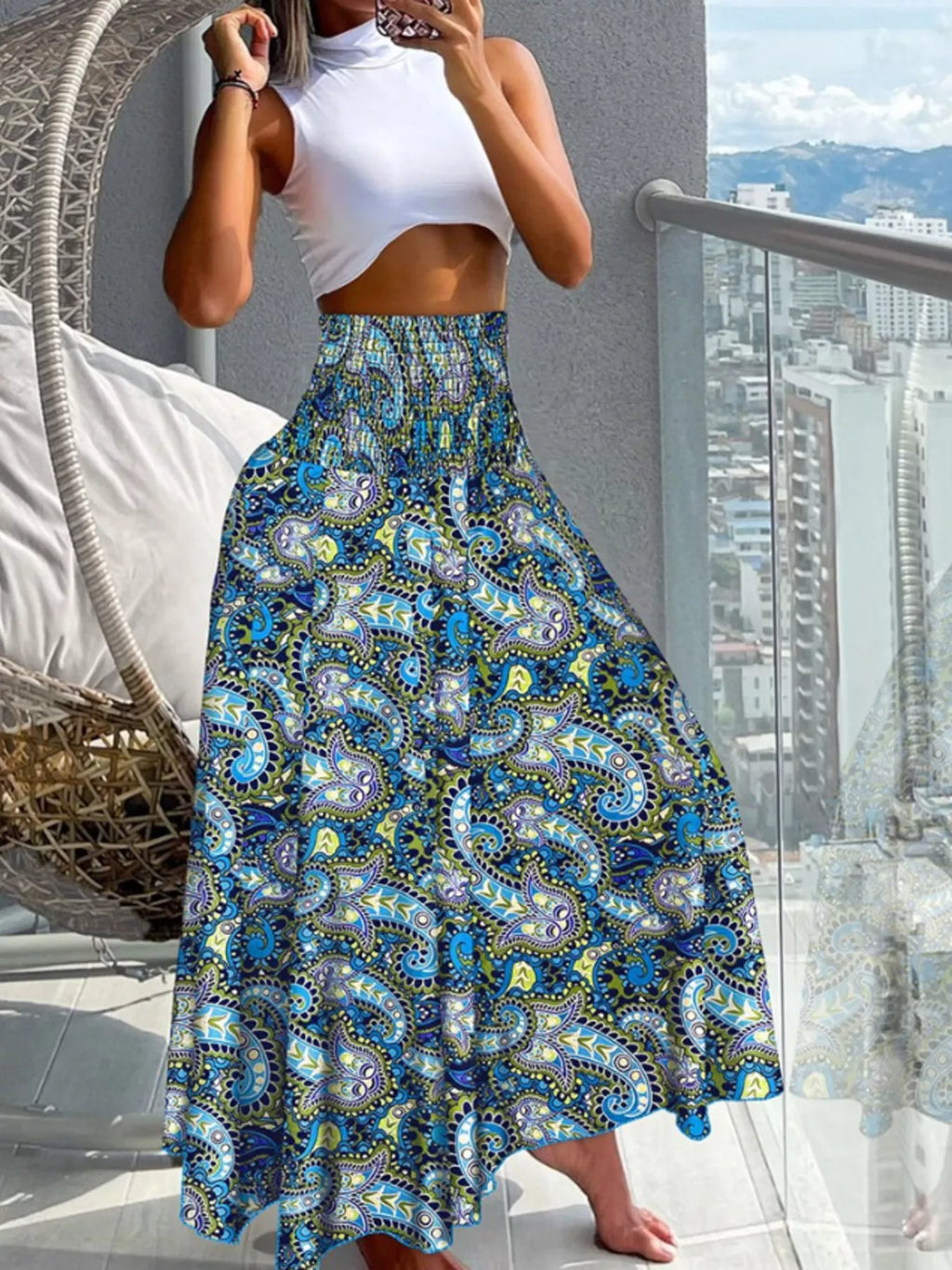Printed Wide-Leg Pants