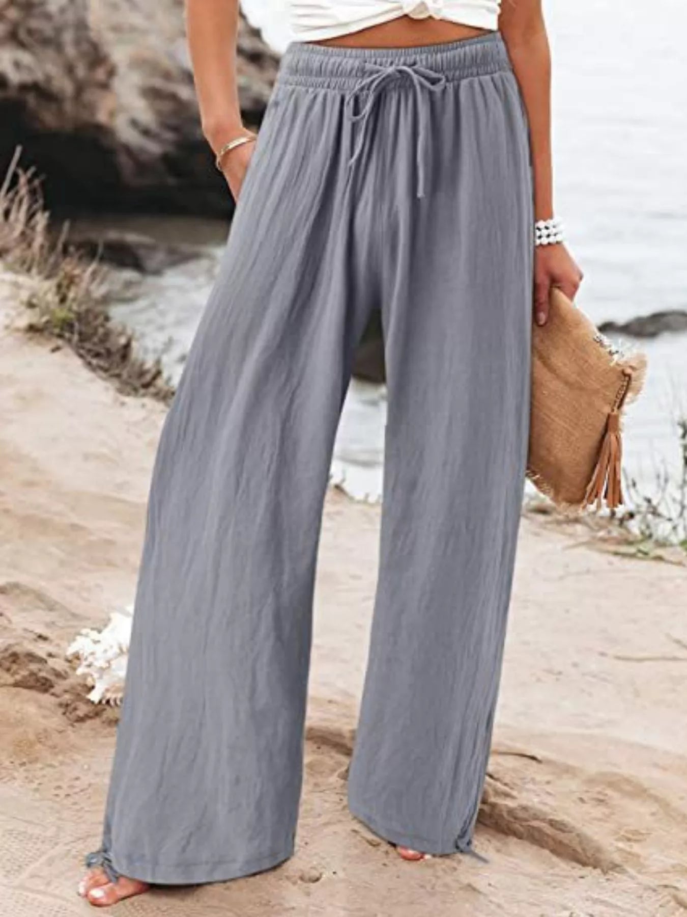 Full Size Wide Leg Pants with Drawstring Waist Plus Size