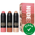 Sunkissed Skin Trio: Mini Bronzer Blush Highlighter Set for Radiant, No-Makeup Look | Clean, Creamy & Portable