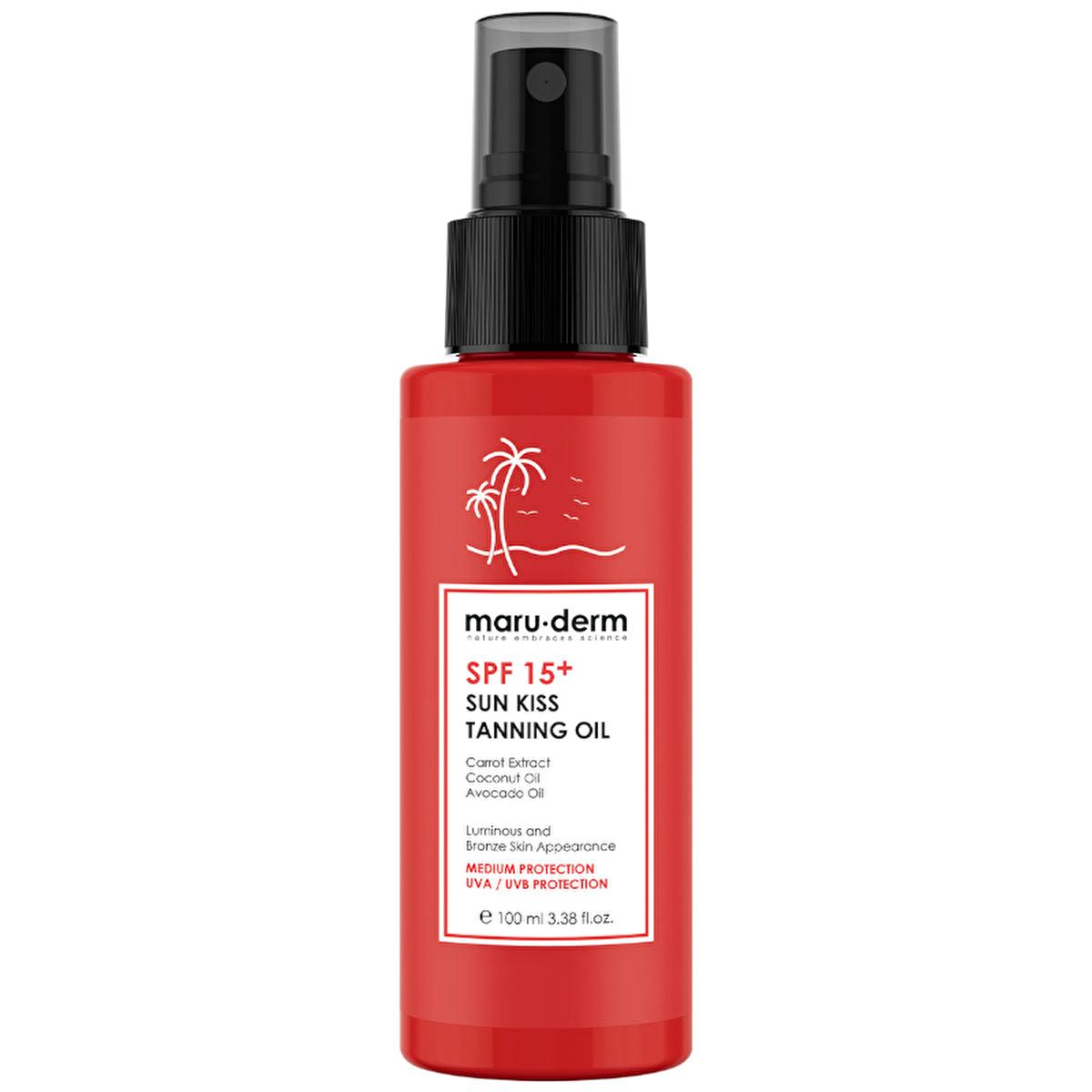 Maruderm Sun Kiss Tanning Oil SPF 15+ - Achieve a Radiant Tan While Protecting & Moisturizing Your Skin