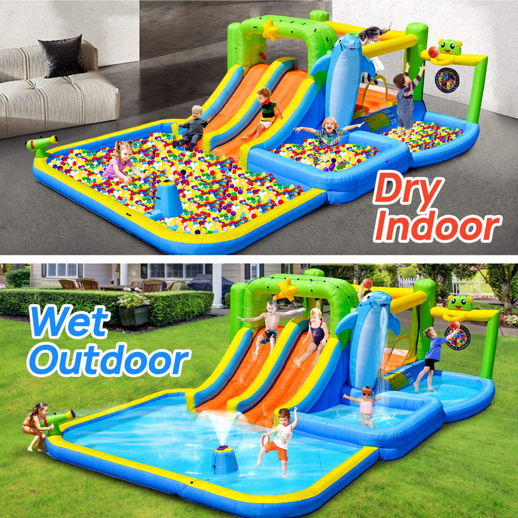 9-In-1 Inflatable Bounce House With Pool, Sprinkler, And Water Gun (SAK98154) – SAKSBY WHOLESALE, view 4