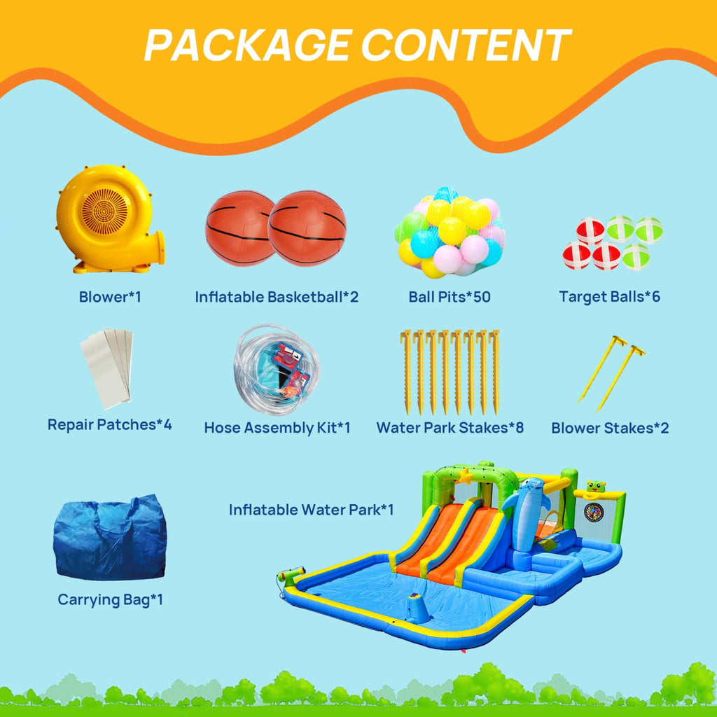 9-In-1 Inflatable Bounce House With Pool, Sprinkler, And Water Gun (SAK98154) – SAKSBY WHOLESALE, view 7