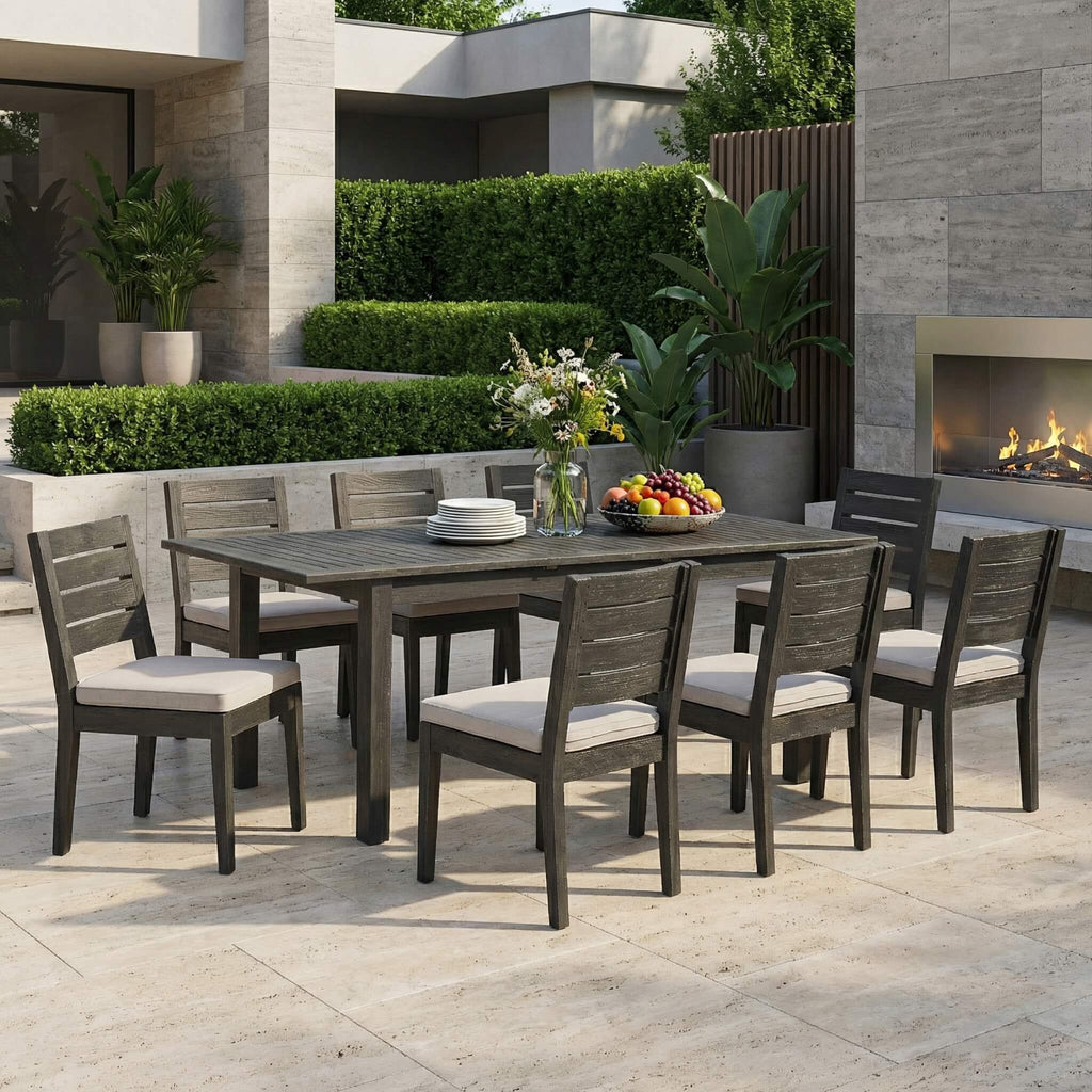 Alora 9-Piece Outdoor Dining Set With Extendable Acacia Wood Patio Table (SAK75134) – SAKSBY WHOLESALE, view 3