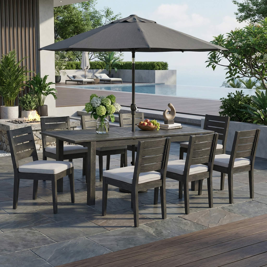 Alora 9-Piece Outdoor Dining Set With Extendable Acacia Wood Patio Table (SAK75134) – SAKSBY WHOLESALE