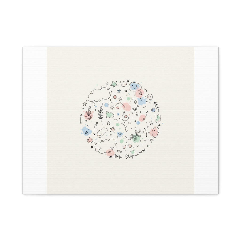 Doodle Circle Line Drawing Matte Canvas, Hand-Drawn Sketch Art