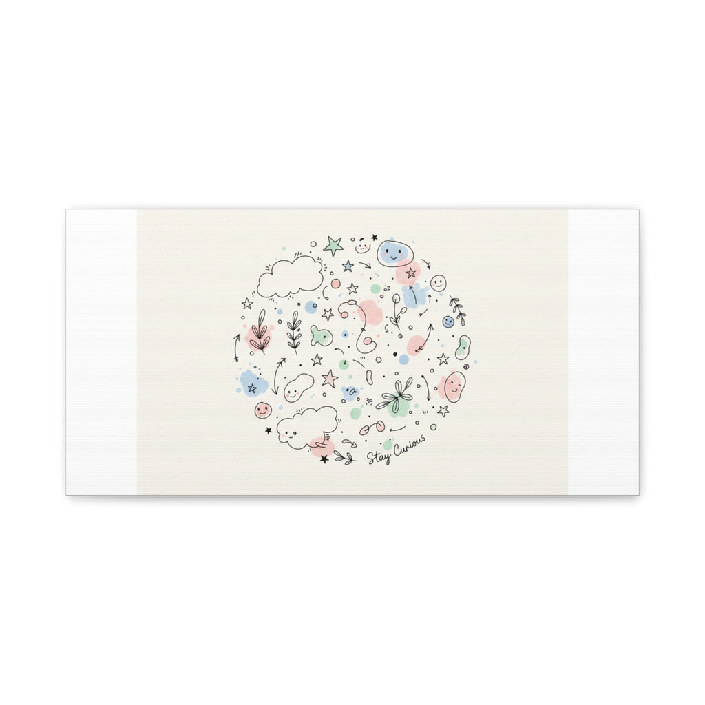 Doodle Circle Line Drawing Matte Canvas, Hand-Drawn Sketch Art