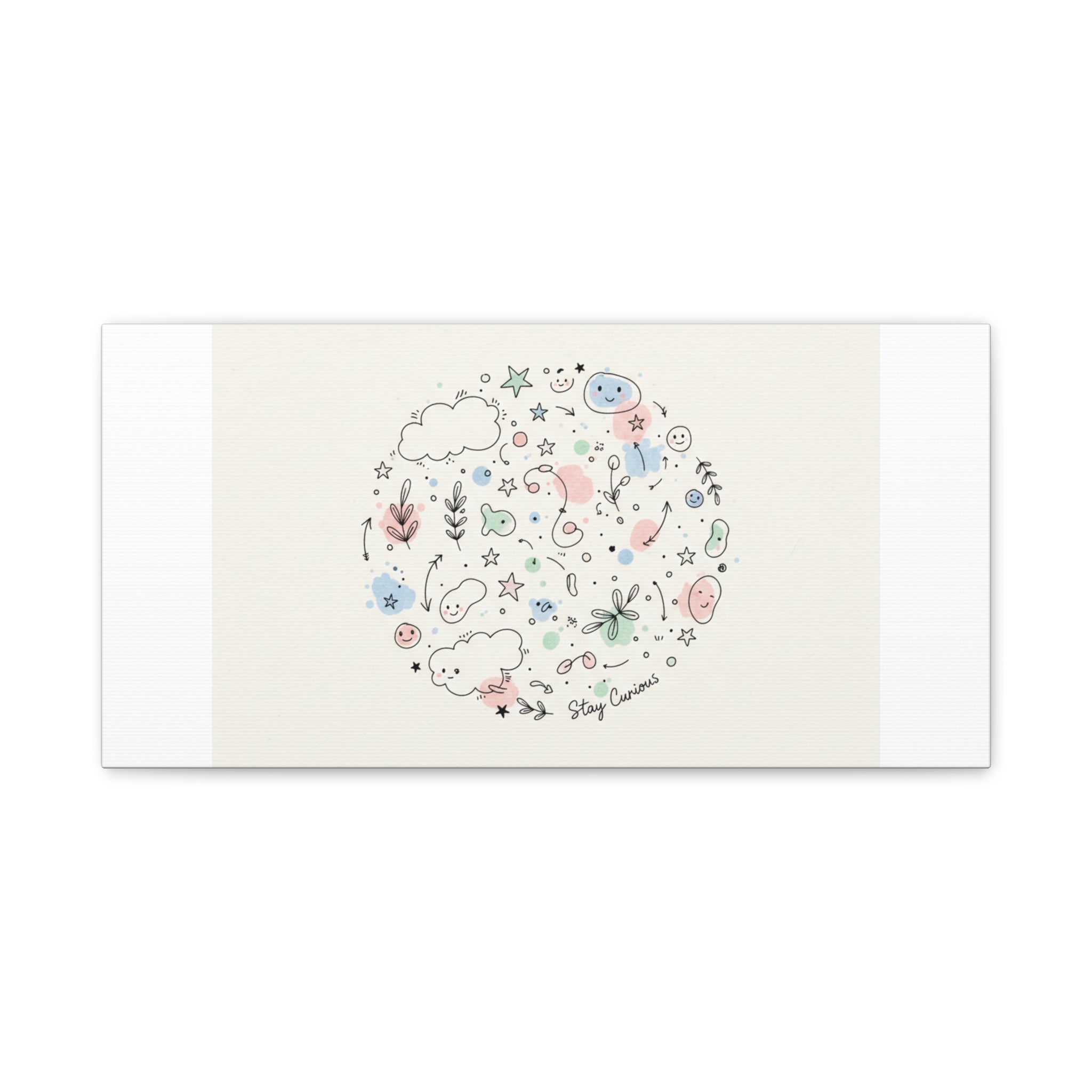 Doodle Circle Line Drawing Matte Canvas, Hand-Drawn Sketch Art