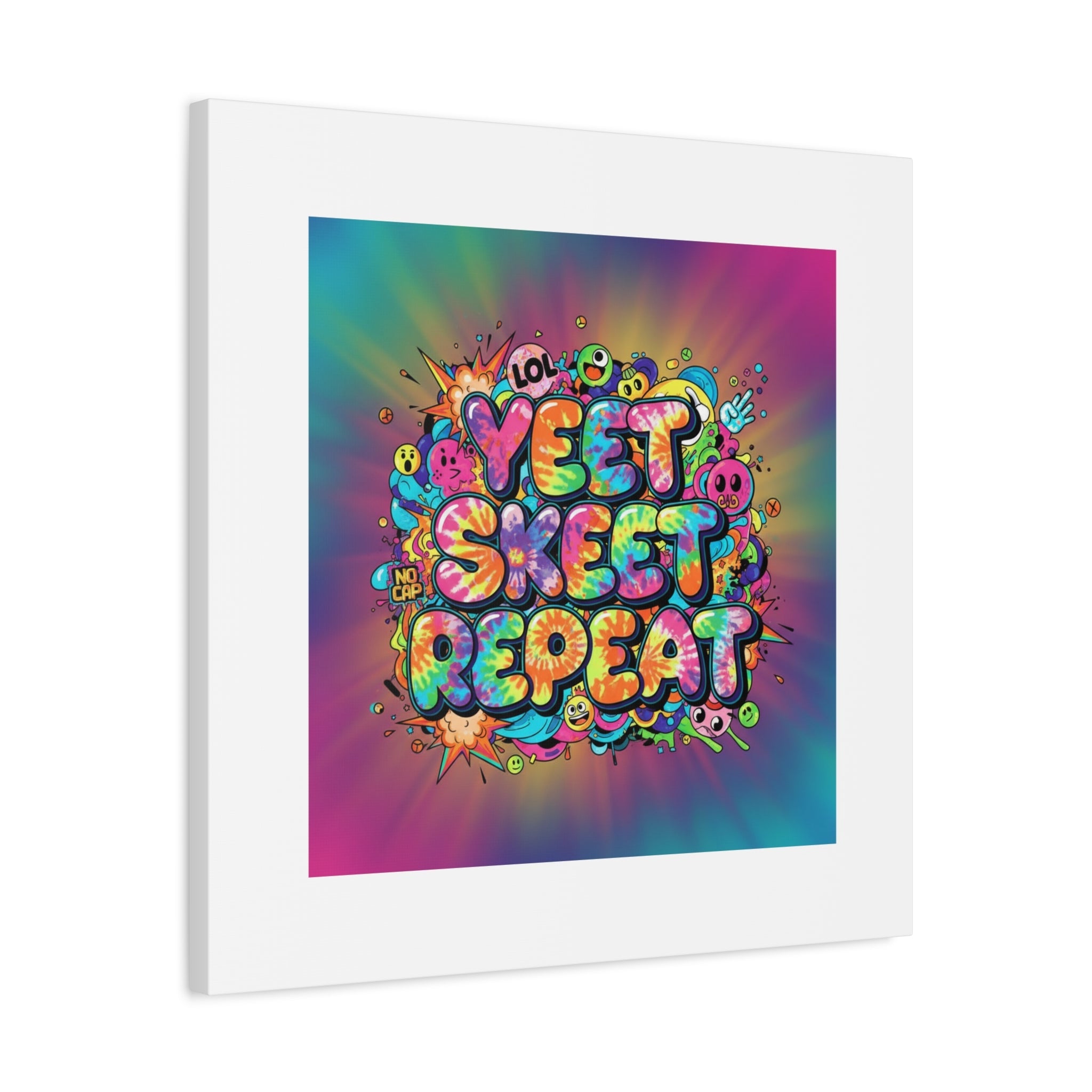 Yeet Skeet Repeat Canvas | Slogan & Glitch Graphic, Meme Phrase Wall Art