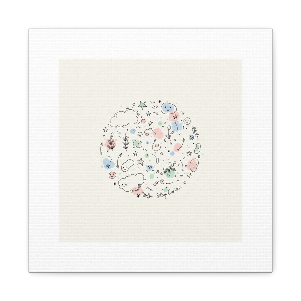 Doodle Circle Line Drawing Matte Canvas, Hand-Drawn Sketch Art