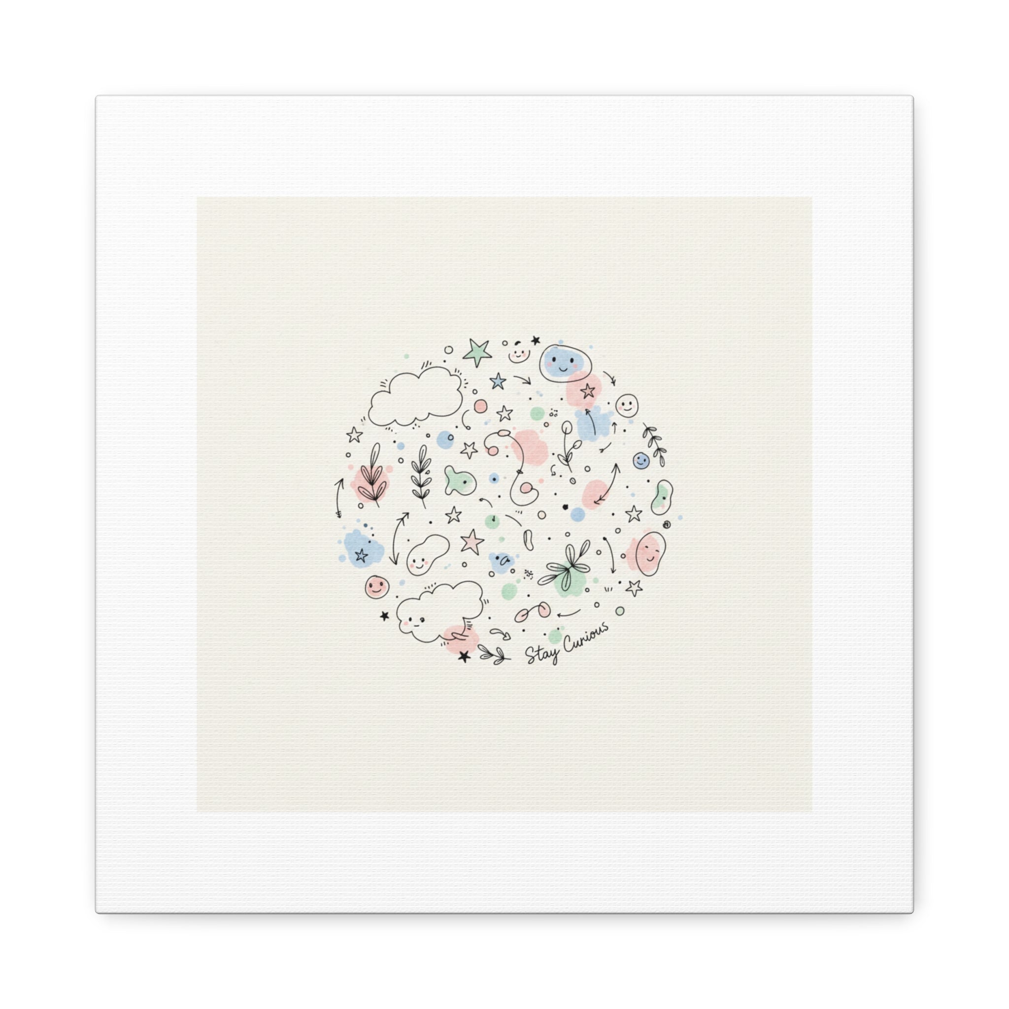 Doodle Circle Line Drawing Matte Canvas, Hand-Drawn Sketch Art