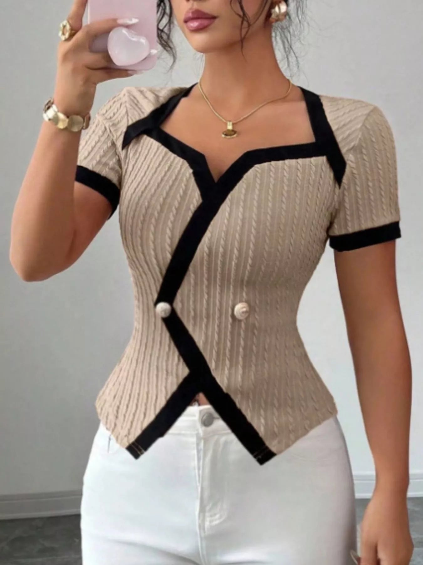 Contrast Trim Short Sleeve T-Shirt