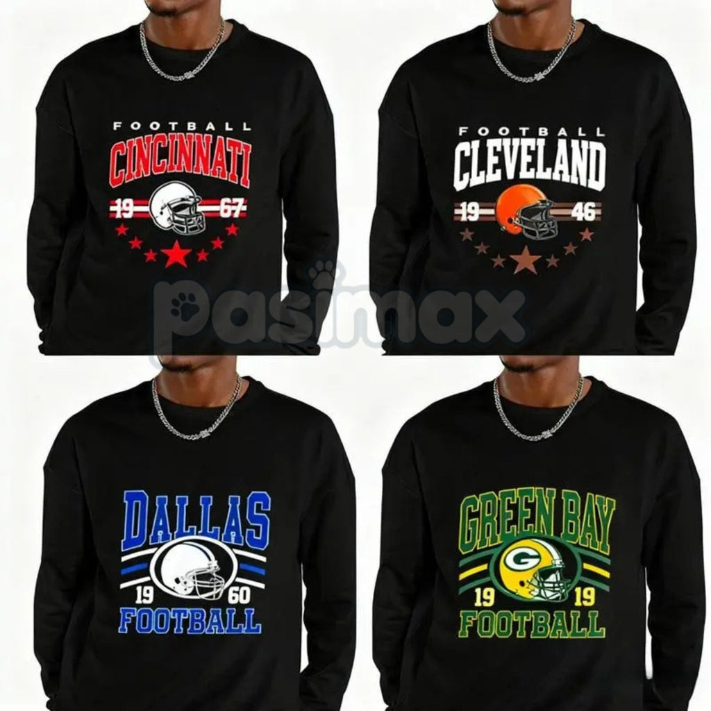 Pasimax 90s All Team Football Sweatshirt – Vintage 1960s Retro Fan Crewneck — main product shot