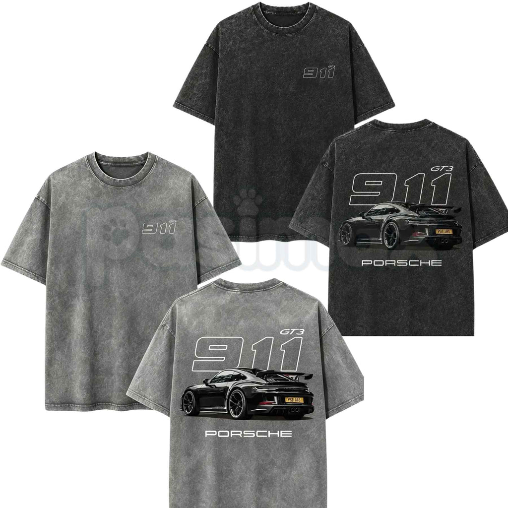 911 GT3 Racing T-Shirt – Retro German Supercar Graphic Tee, Vintage Washed Lightweight Cotton Unisex Motorsport Streetwear Top