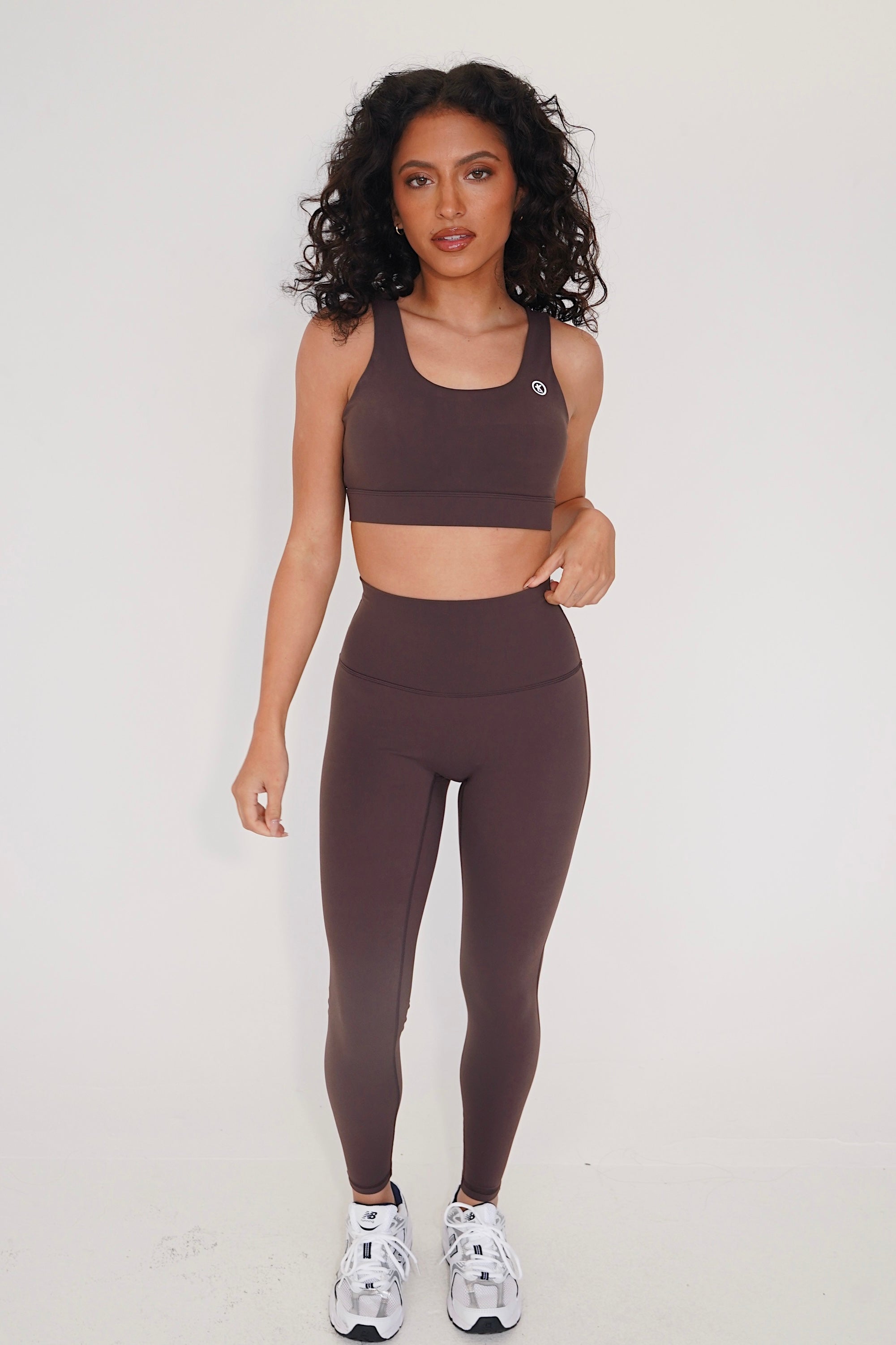 KIMITH BRAND I am Beautifully Radiant Quick Dry Coffee Sports Bra — size reference