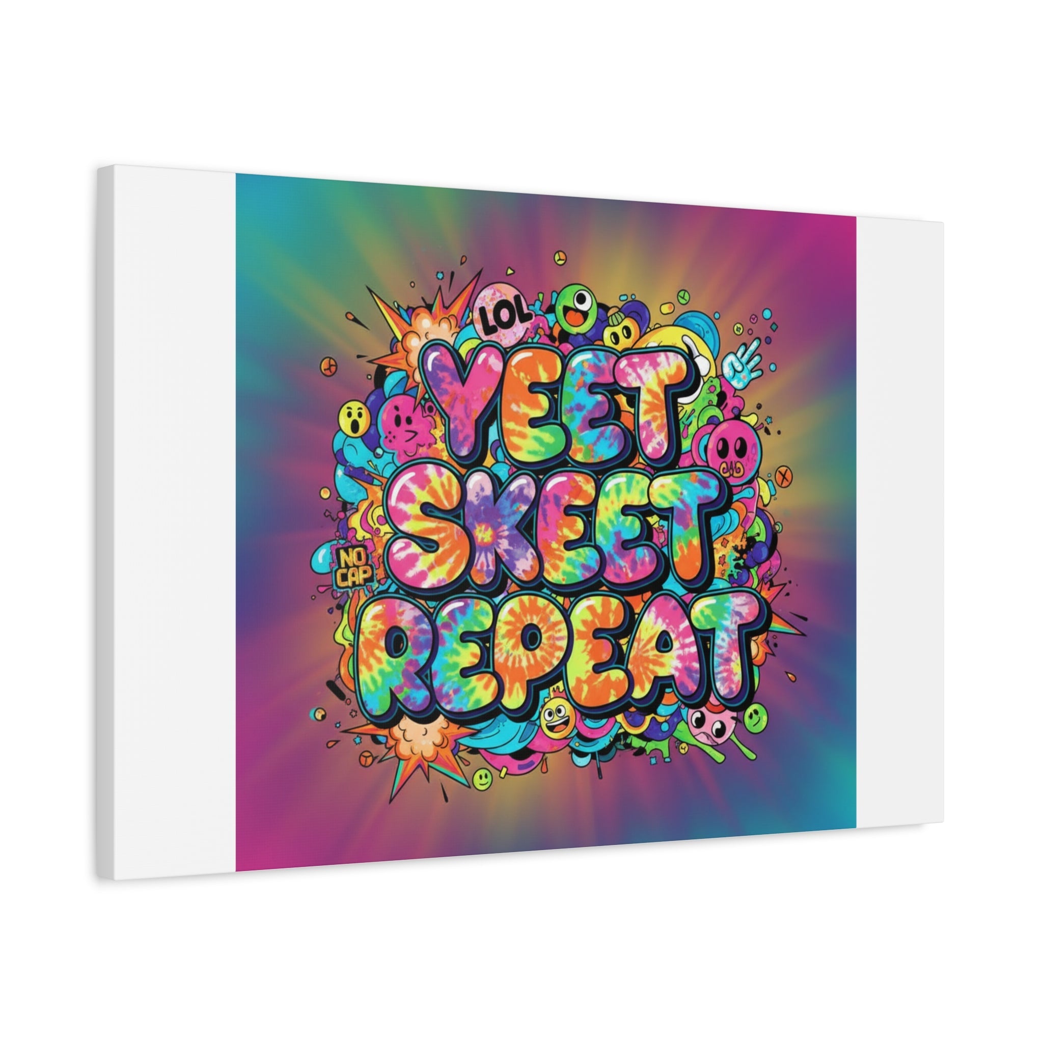 Yeet Skeet Repeat Canvas | Slogan & Glitch Graphic, Meme Phrase Wall Art