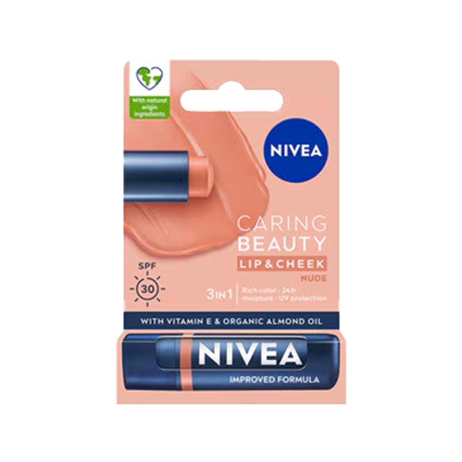 Nivea Lip and Cheek Balm - Tinted SPF30 Protection for Lips & Cheeks - Compact Multi-Purpose Beauty