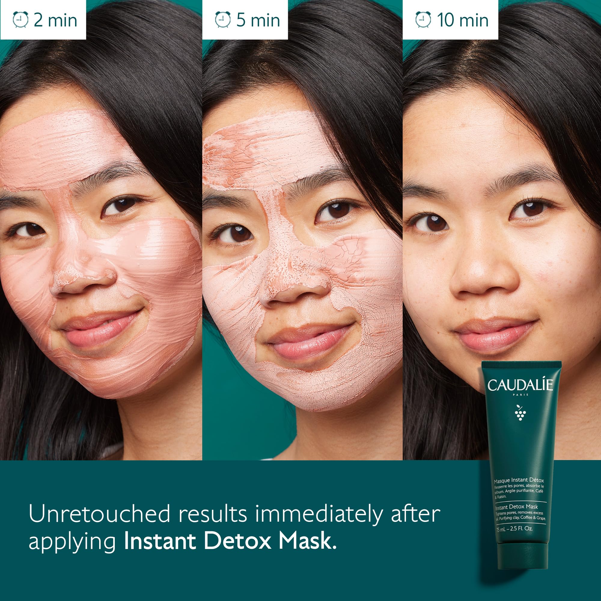 Caudalie Instant Detox Mask - Natural Face Mask for Detoxifying and Purifying Skin, 35 ml
