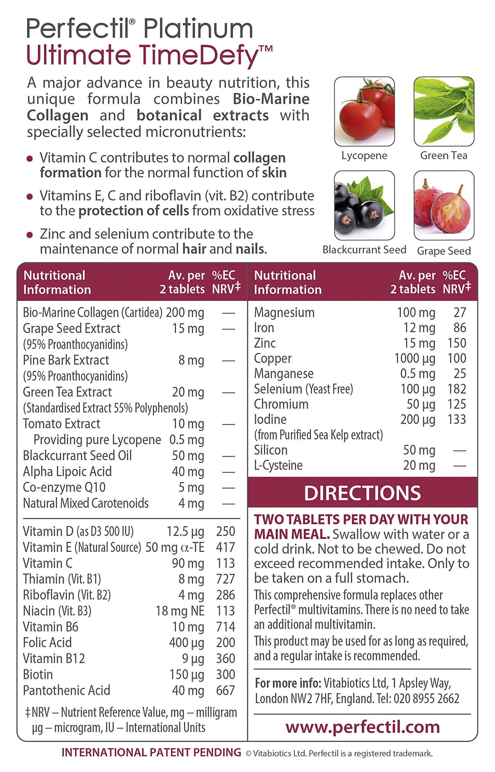Vitabiotics Perfectil Platinum Radiance Skin - 60 Tablets