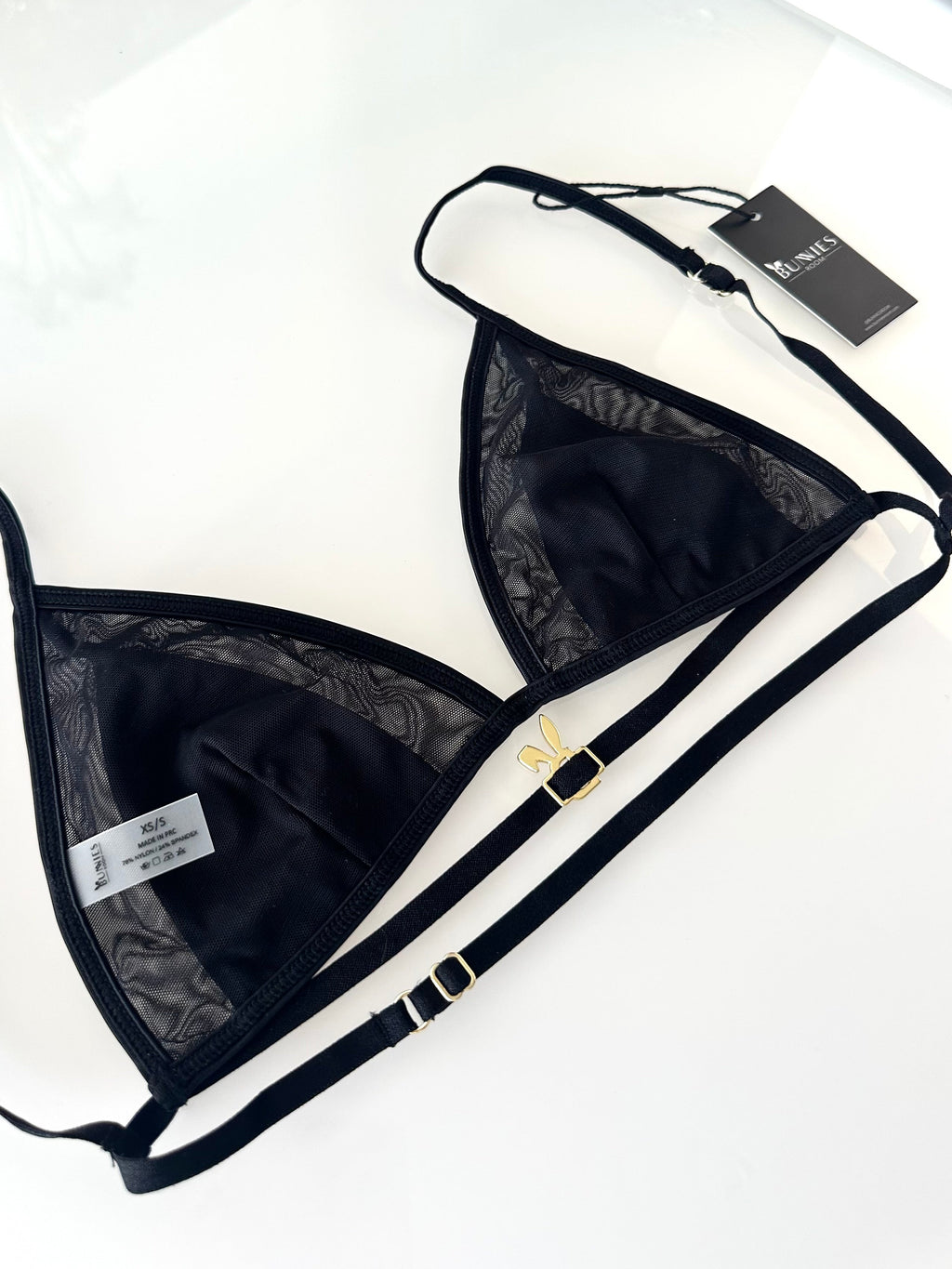 BUNNIES ROOM LINGERIE SET IN BLACK — packaging or label