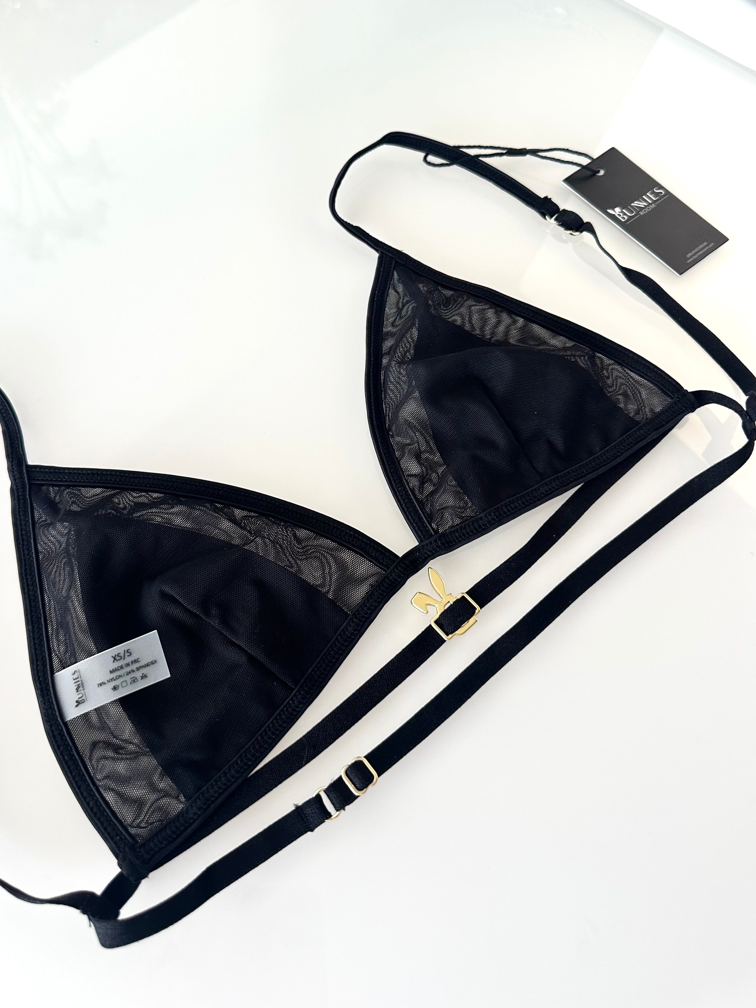 BUNNIES ROOM LINGERIE SET IN BLACK — packaging or label