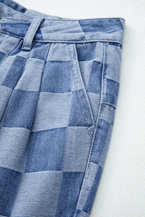 Pretty Little Patriot Pretty Little Patriot Checkered Denim jeans — construction detail