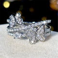 MyClosetAid 925 Sterling Silver Butterfly Ring with Crystals