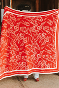 Whiskey Black & Co Lucky & Blessed Red Boot Stitch Blanket — folded blanket product shot