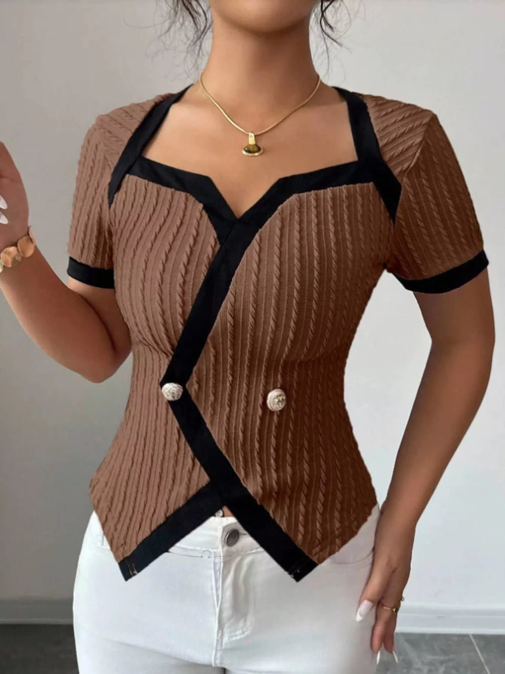 Contrast Trim Short Sleeve T-Shirt
