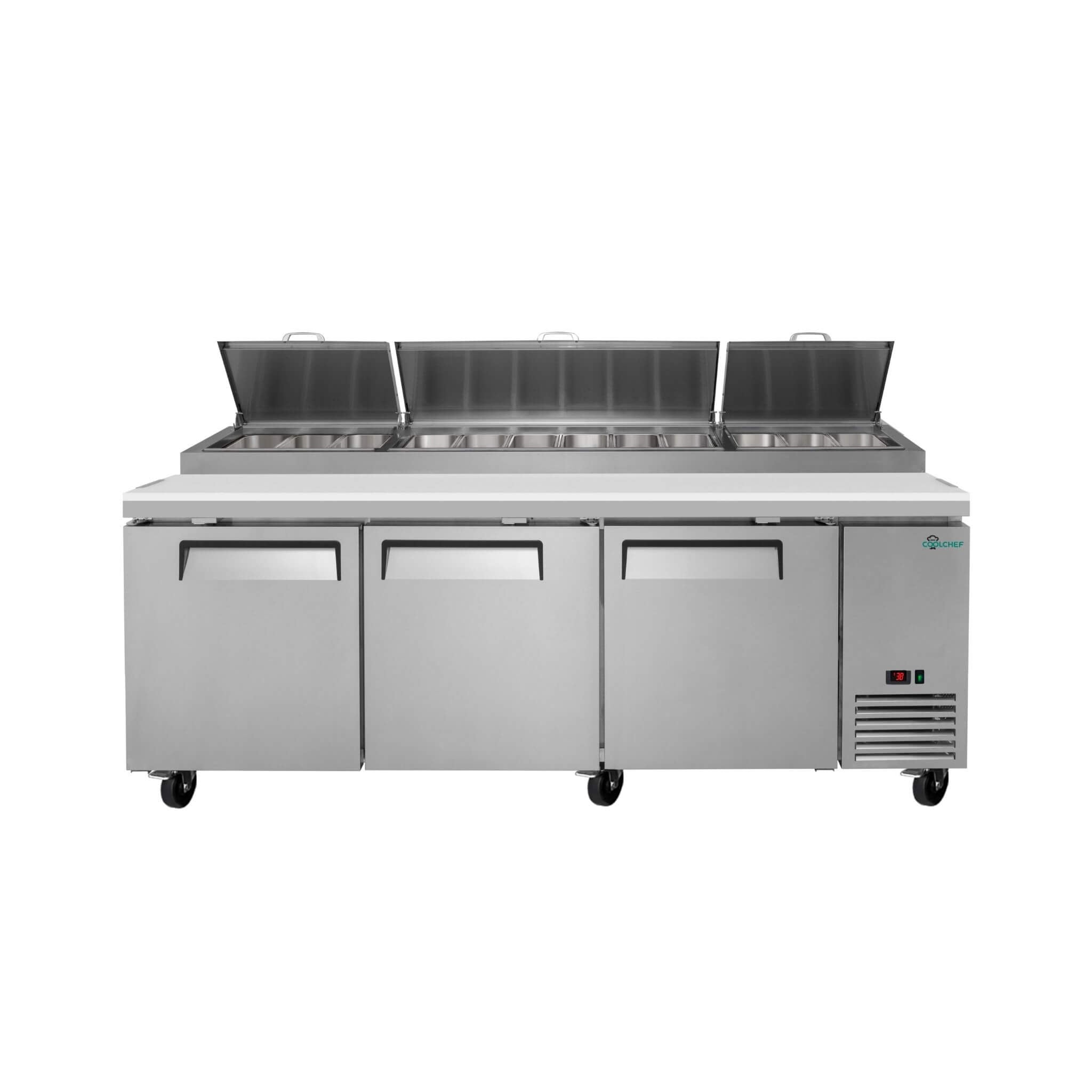 Heavy-Duty 93-Inch Commercial Stainless Steel Pizza Prep Table With Refrigeration (SAK52193) – SAKSBY WHOLESALE