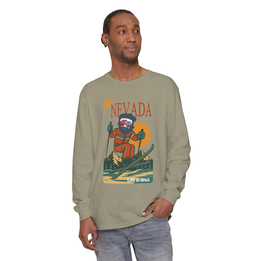 Ski Nevada - Life is Dead Mountain Collection Garment-Dyed Long Sleeve T-Shirt