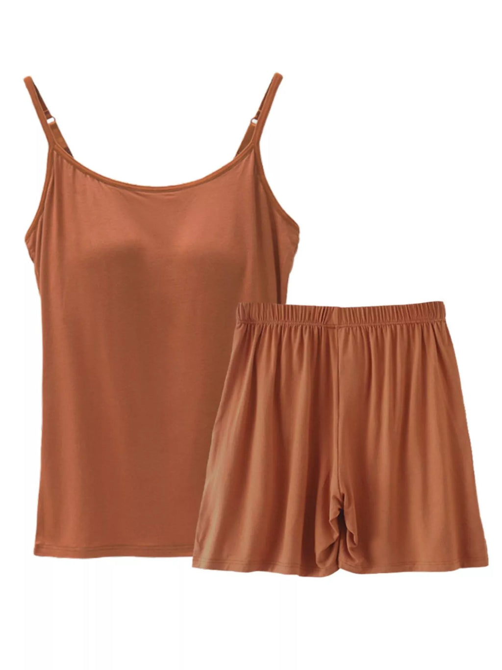Plus Size Modal Adjustable Strap Padded Cami and Shorts Set