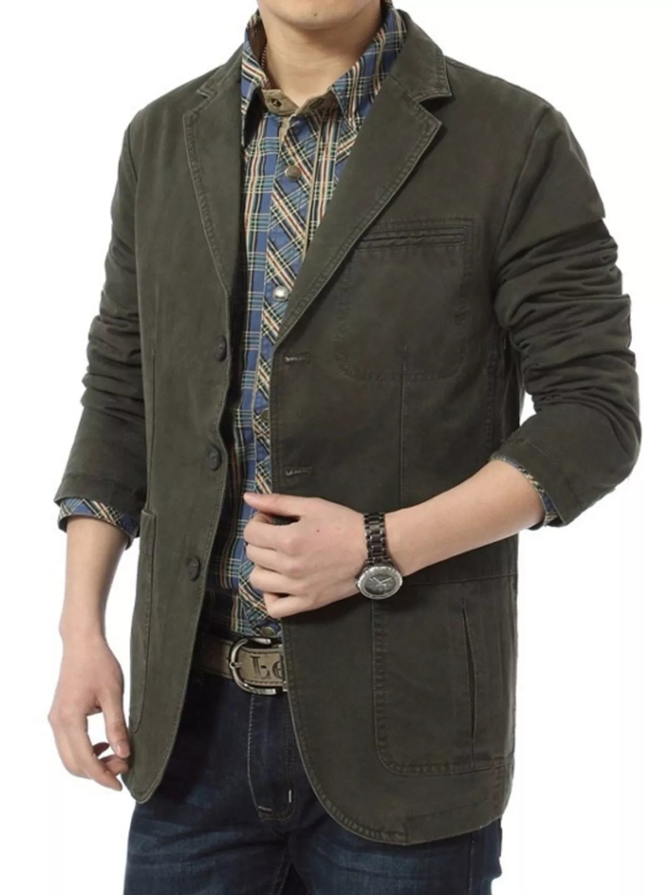 Men's Plus Size Casual Button Up Blazer