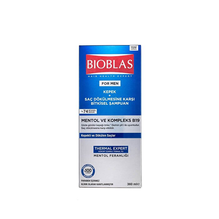 Bioblas Mint Shampoo with B19 Complex - 12oz | Anti-Dandruff Care