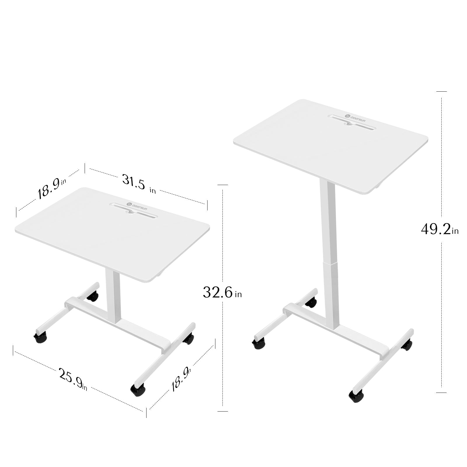 DeerRun® Adjustable Standing Desk - 31.5''L *18.9''W Large Rolling Laptop Desk for Treadmills, view 5