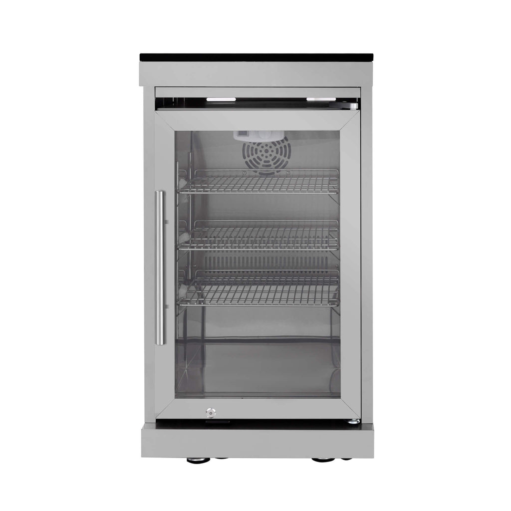 Castelle Flame Astoria 94-Inch 6-Burner 85K BTU Outdoor Kitchen Grill Island With Wine Cooler, Rotisserie, Cabinets, And Gran