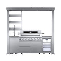 Castelle Flame Astoria 94-Inch 6-Burner 85K BTU Outdoor Kitchen Grill Island With Wine Cooler, Rotisserie, Cabinets, And Gran