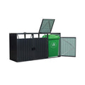 94-Inch Heavy-Duty Outdoor Galvanized Stainless Steel Garbage Bin Shed For 3 Trash Cans (SAK89882) – SAKSBY WHOLESALE