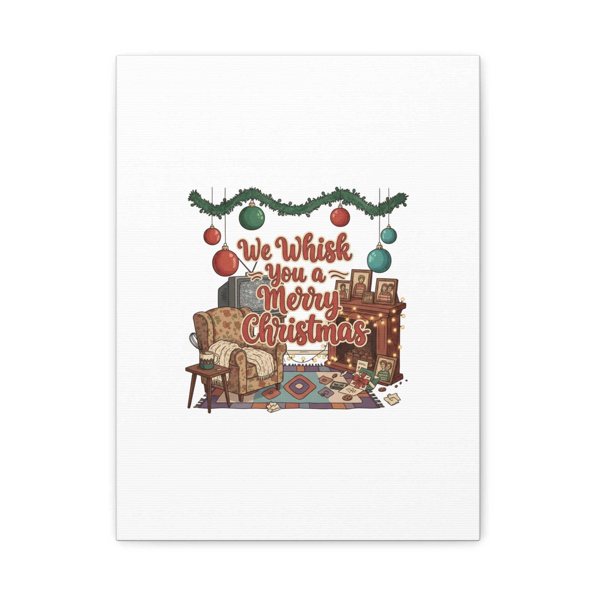 We Whisk You a Merry Christmas Canvas | Retro Christmas Decor, Vintage Holiday Print
