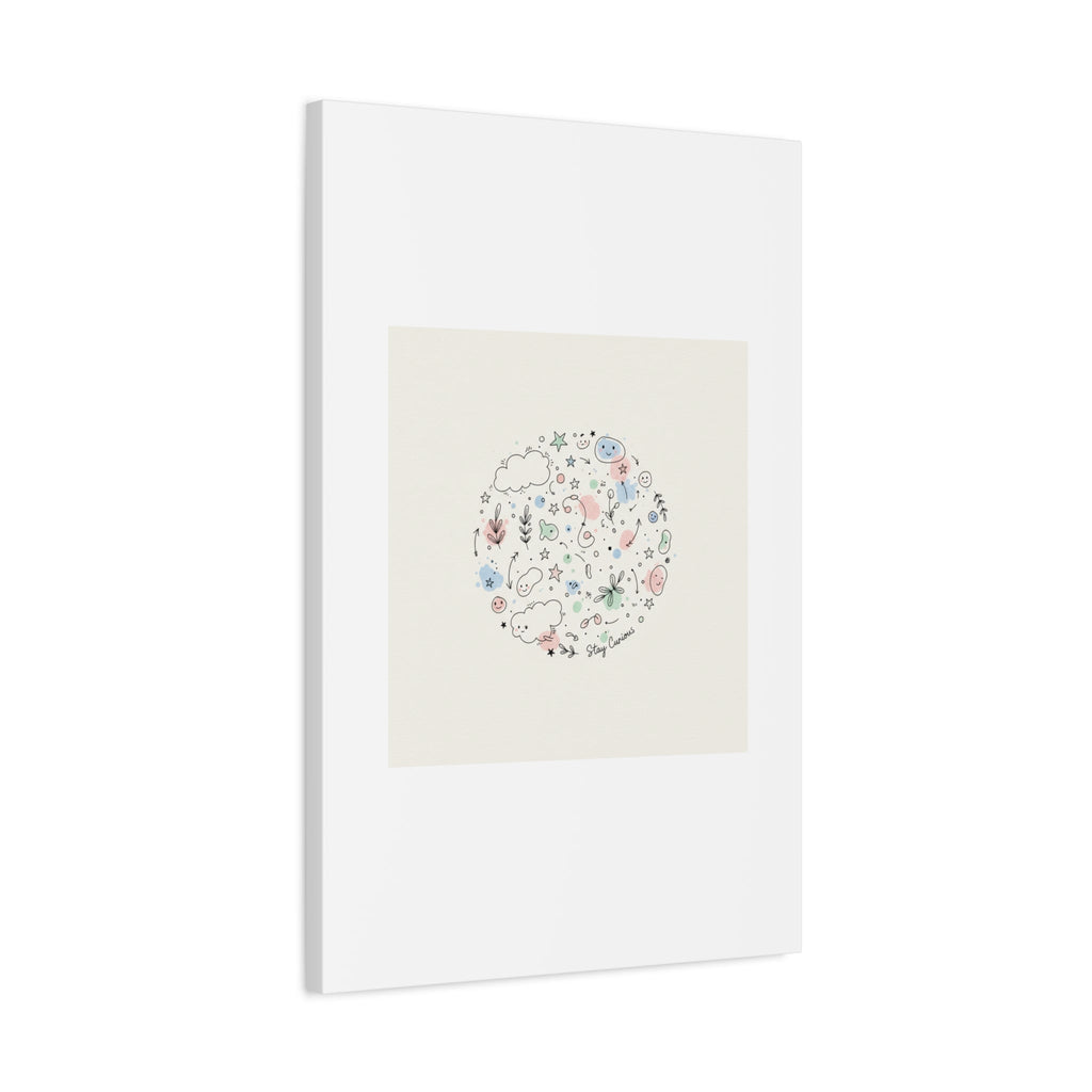 Doodle Circle Line Drawing Matte Canvas, Hand-Drawn Sketch Art