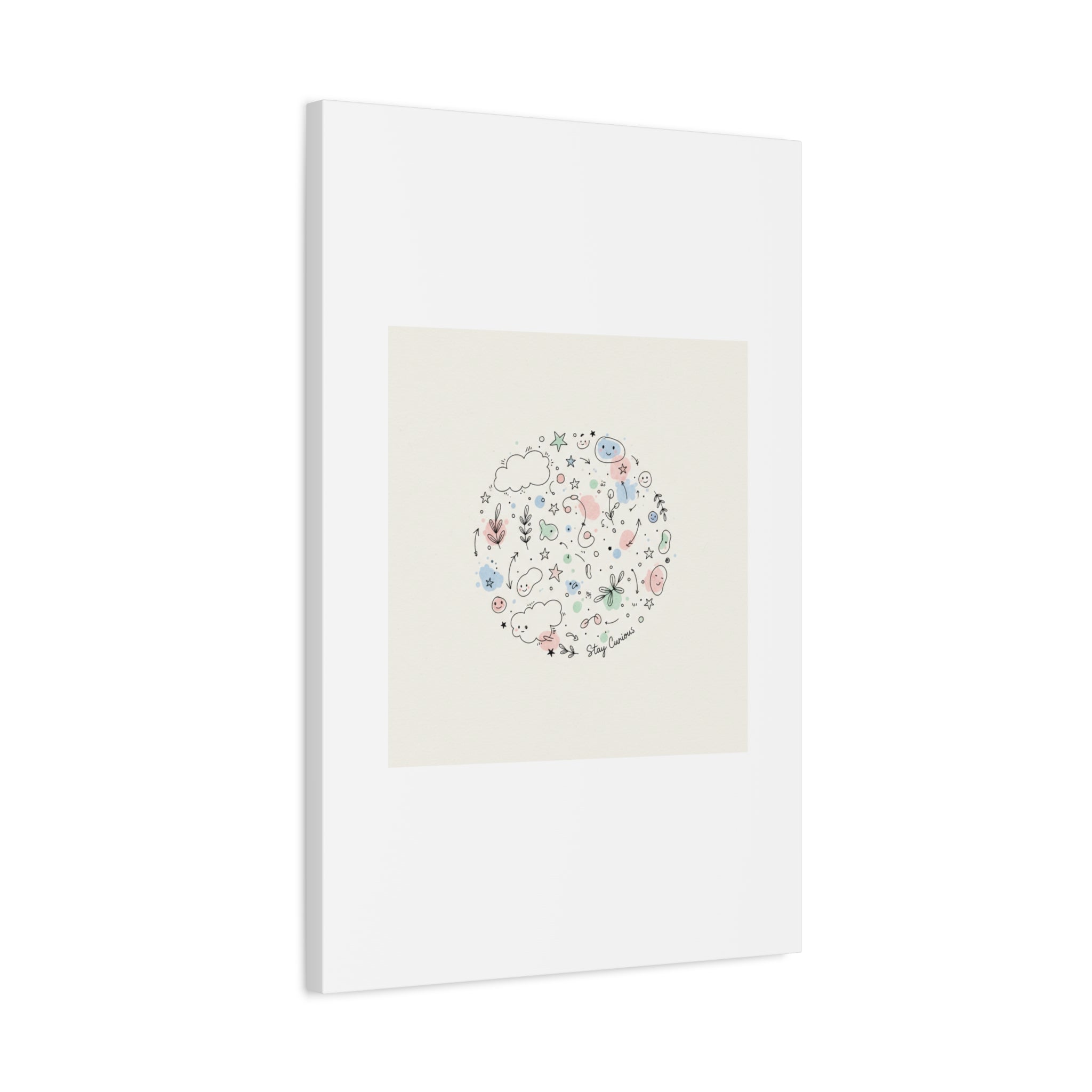 Doodle Circle Line Drawing Matte Canvas, Hand-Drawn Sketch Art