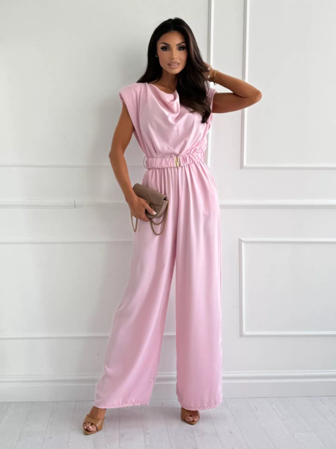 Cowl Neck Wide-Leg Jumpsuit
