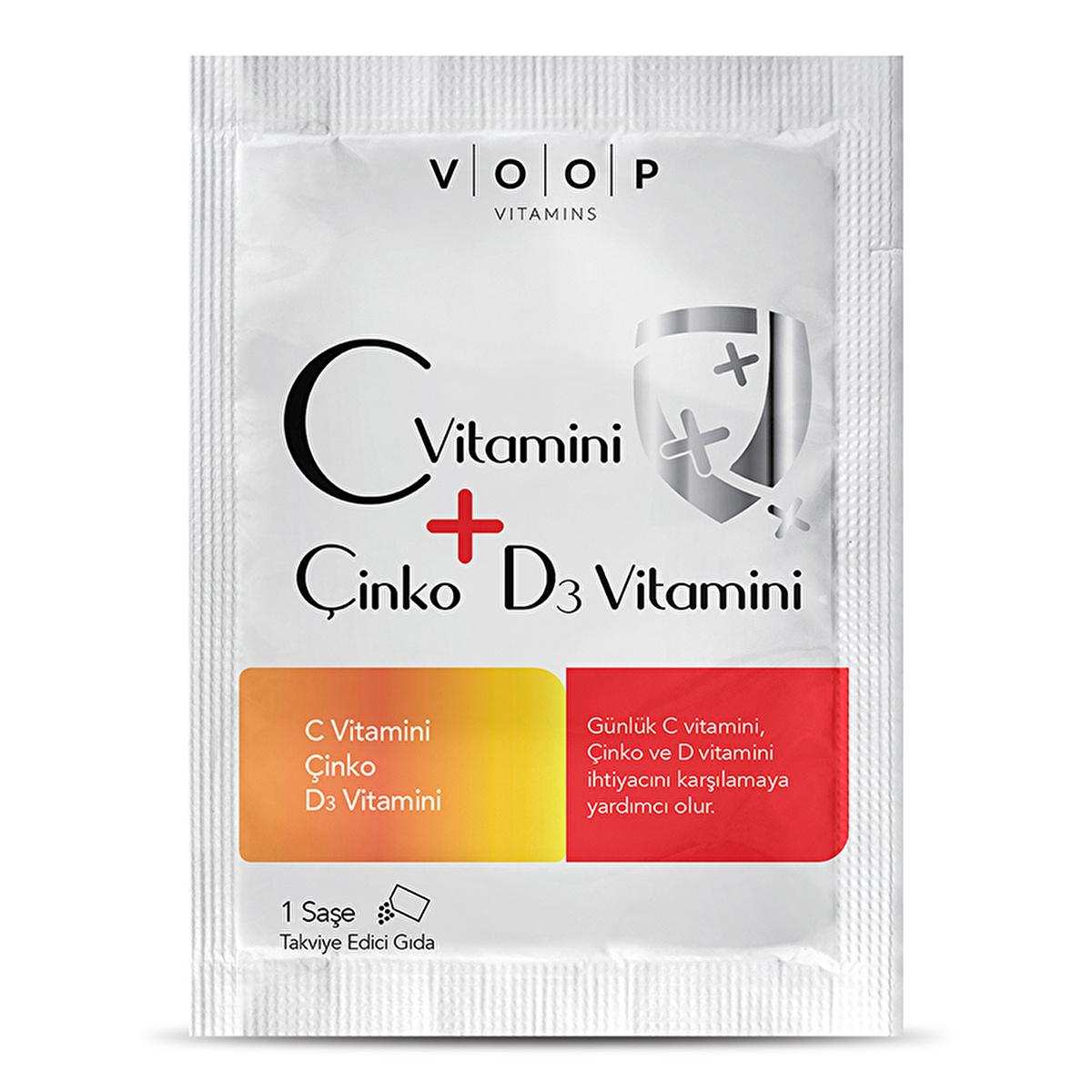 Voop Vitamin C D3 Zinc Supplement: Boost Immune Support with Orange Flavored Effervescent Vitamin Sachets for Daily Wellness