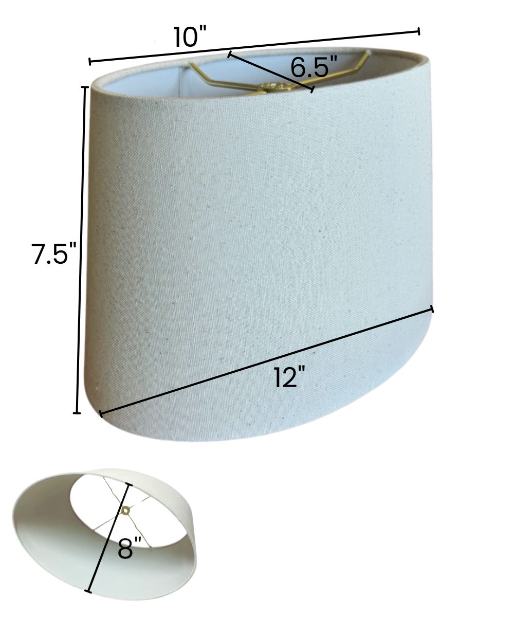 (6.5x10) Top (8x12) Bottom x 7.5H Hardback Oval Drum Lampshade, Light Oatmeal Off-White – LampsUSA, view 3