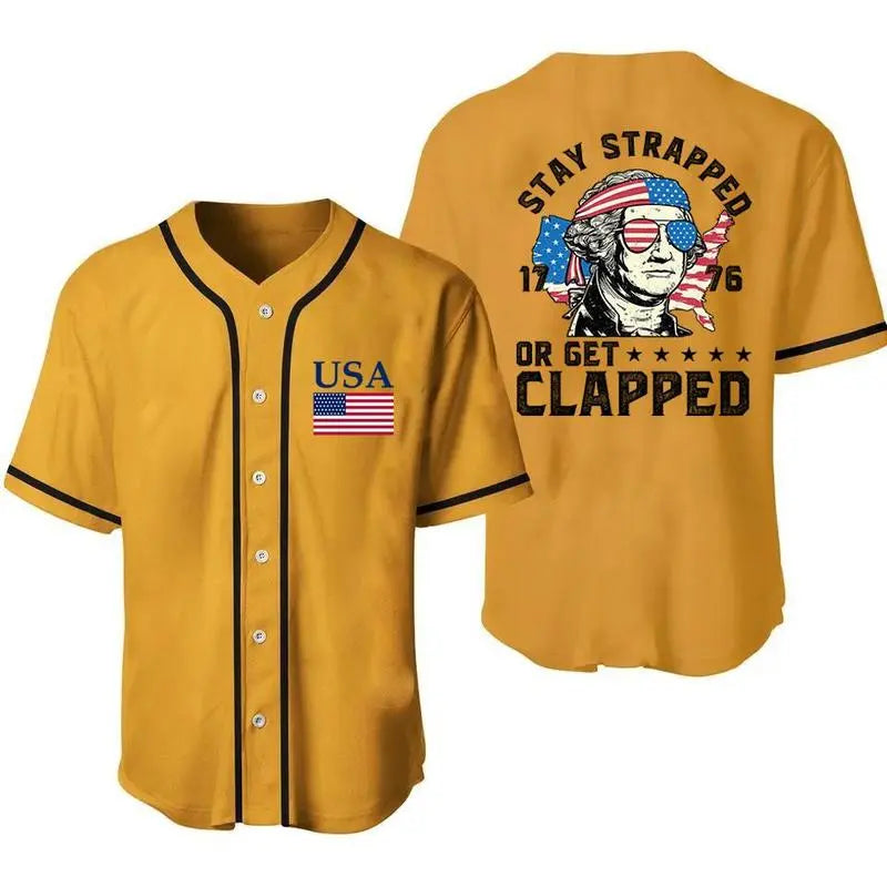 Pasimax George Washington 1776 Baseball Jersey — detail close-up