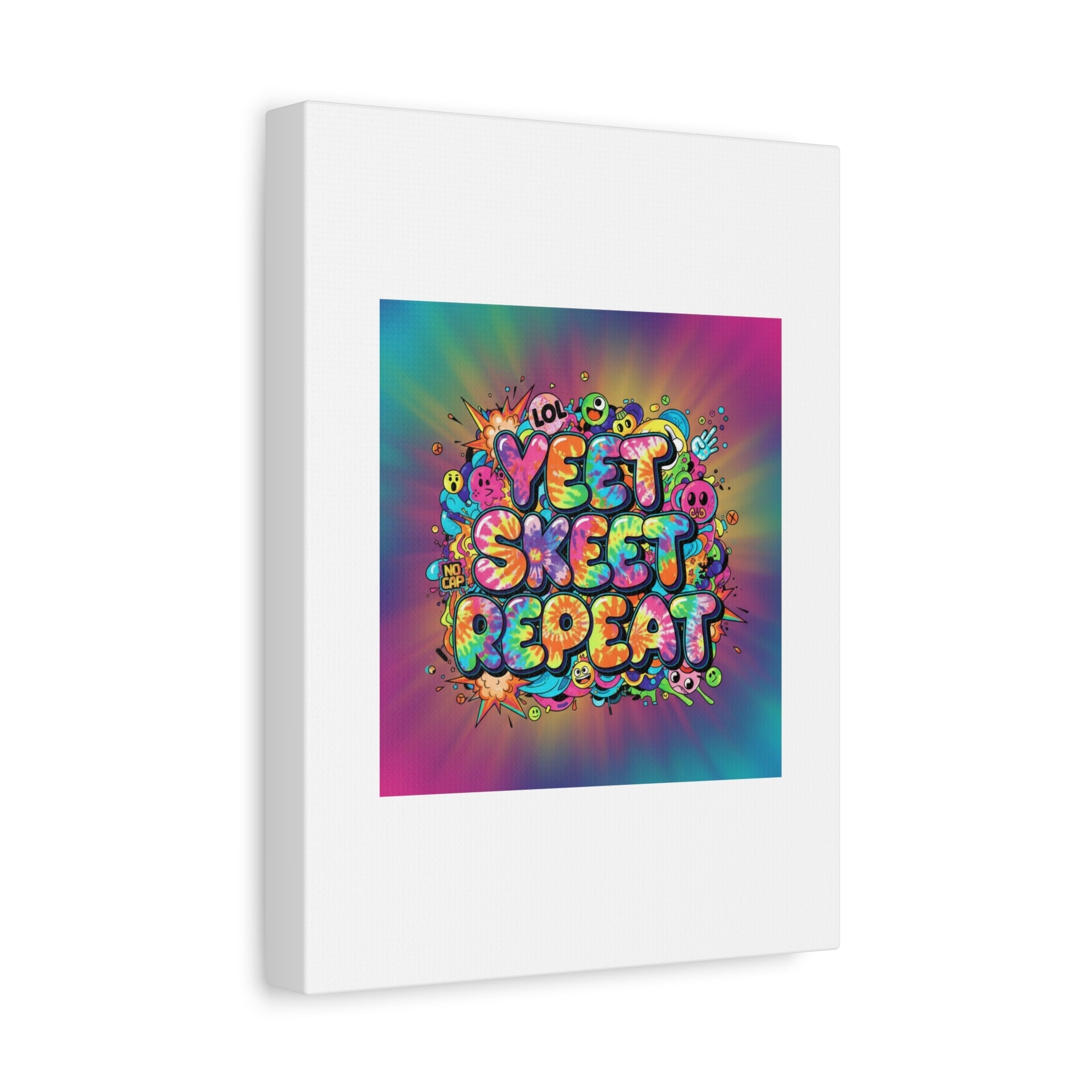 Yeet Skeet Repeat Canvas | Slogan & Glitch Graphic, Meme Phrase Wall Art
