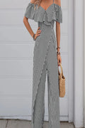 Pretty Little Patriot Black & White Stripe Lotus Jumpsuit — main product shot