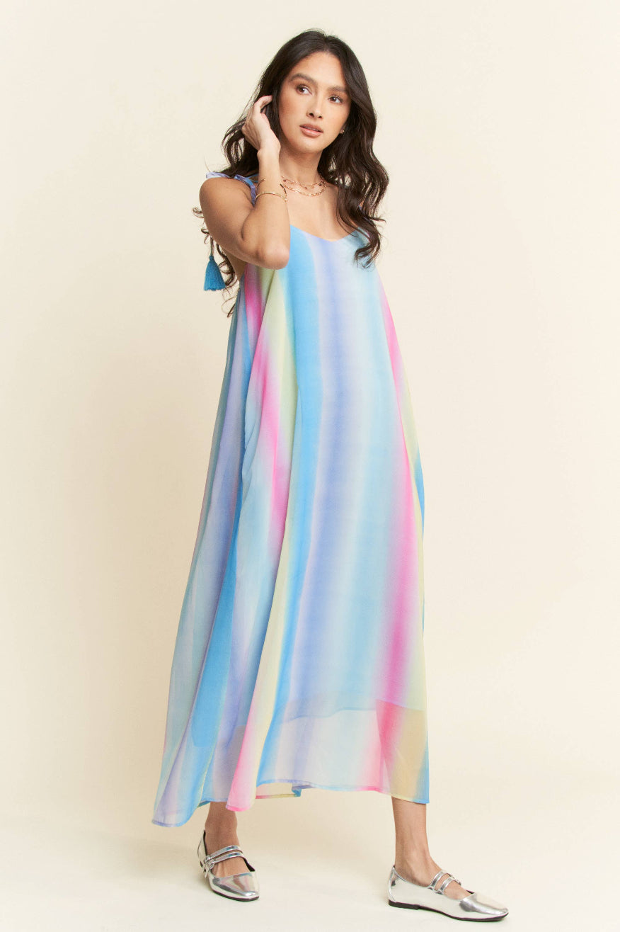 Pretty Little Patriot Pretty Little Patriot Ombré Rainbow Pastel Maxi with Tassles — main product shot