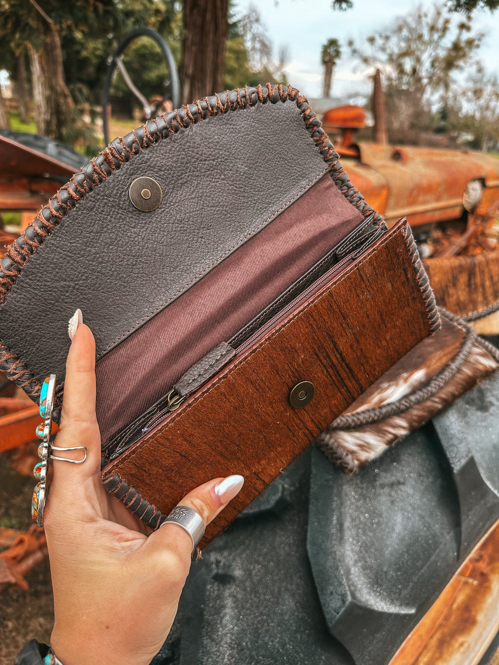 Haute Southern Hyde The Hazy Elva Wallet (Brown Leather ) a Haute Southern Hyde by Beth Marie Exclusive — back view