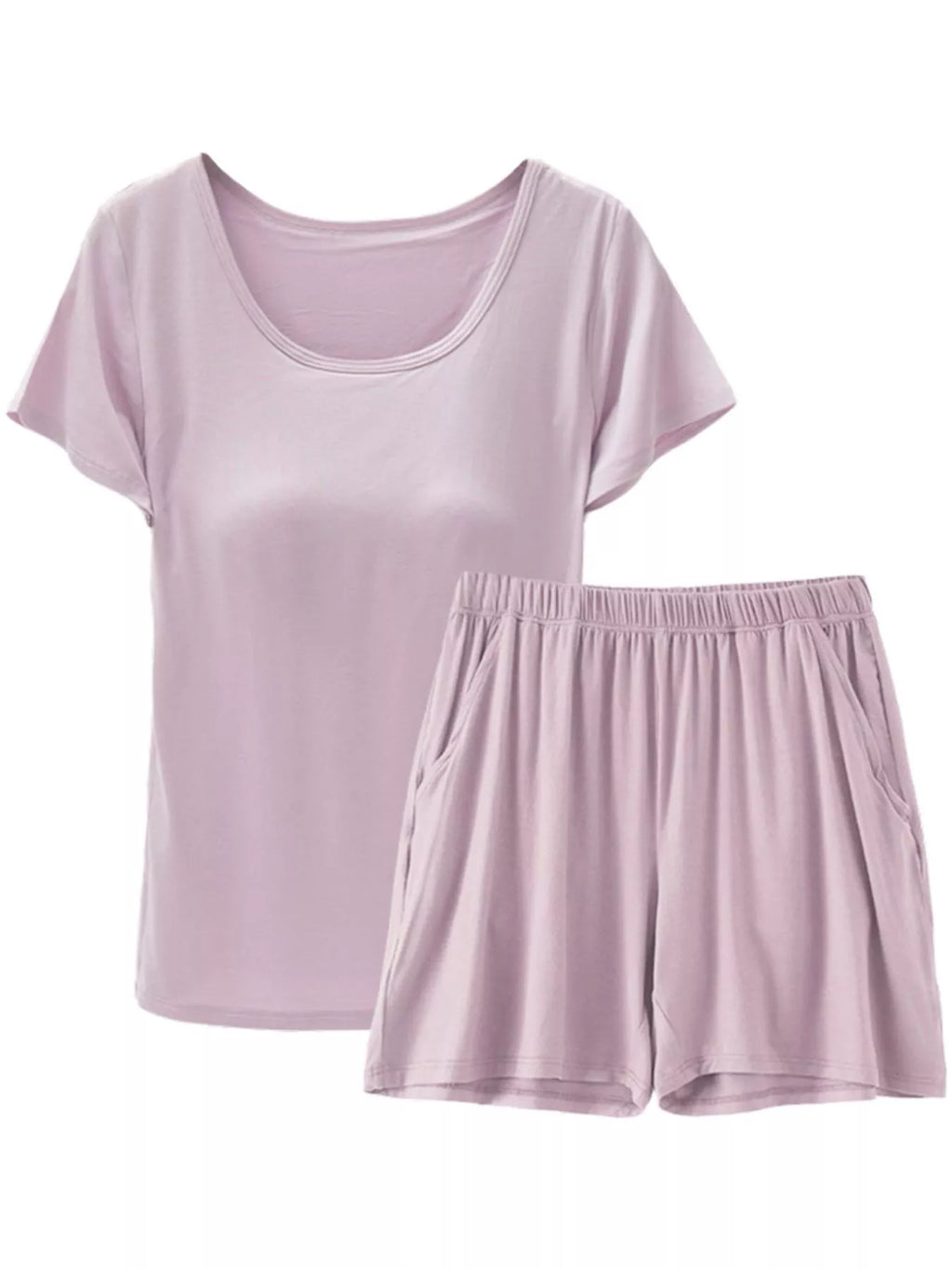 Plus Size Padded Modal Short Sleeve T-Shirt and Shorts Set
